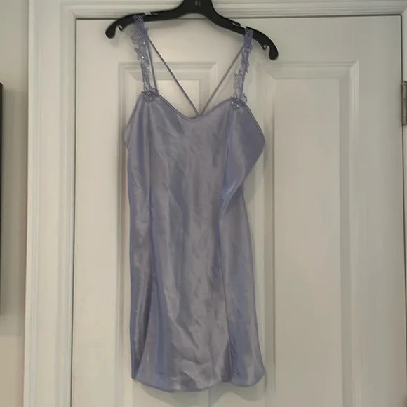 Angelique Vintage chemise satin nightgown slip lavender and lace large - Picture 1 of 5